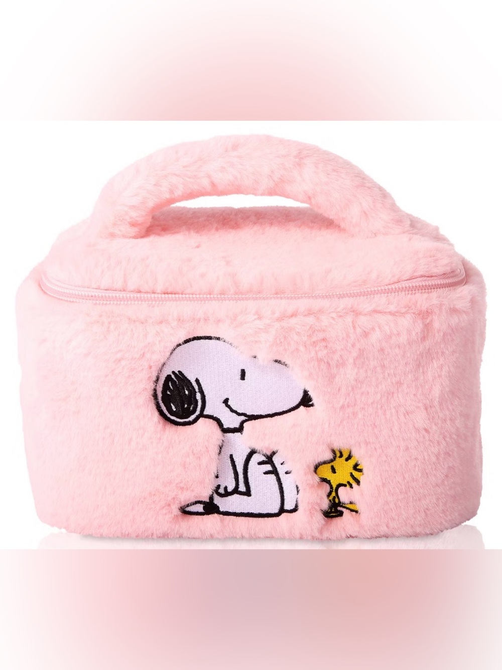 Peanuts Pink Plush CosmeticCarry Case with Snoopy & Woodstock *NWT